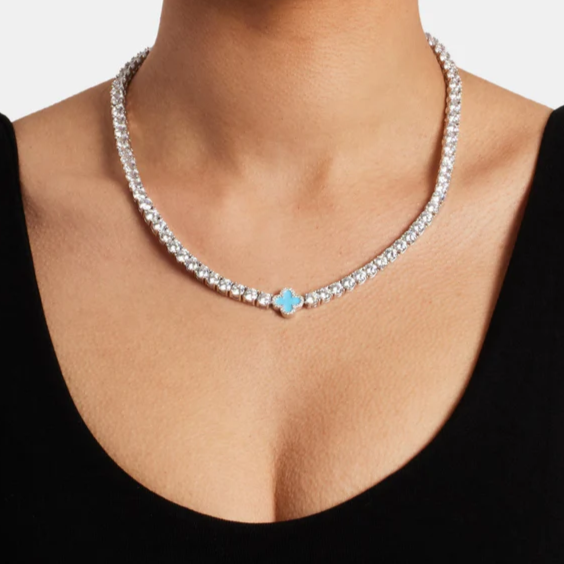 Babyblaue Tennis-Edelsteinkette