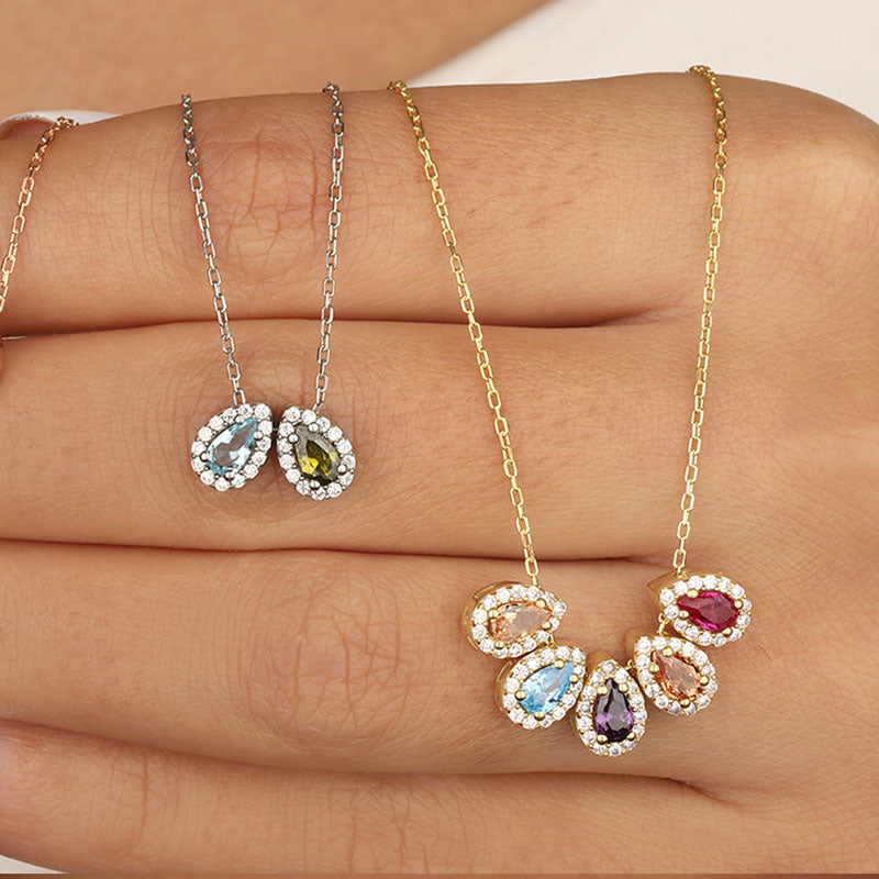Tropfenförmige Geburtsstein-Halskette