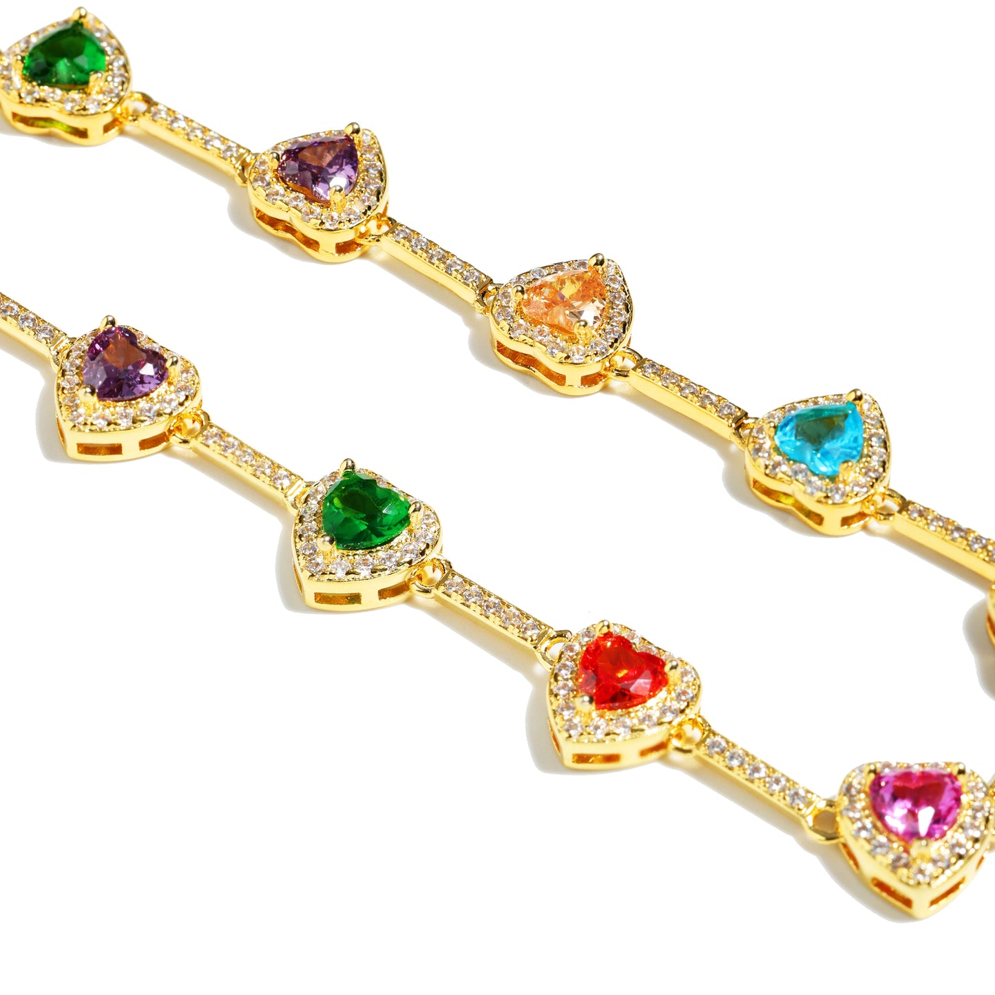 Herzförmige bunte Halskette mit synthetischem Zirkon