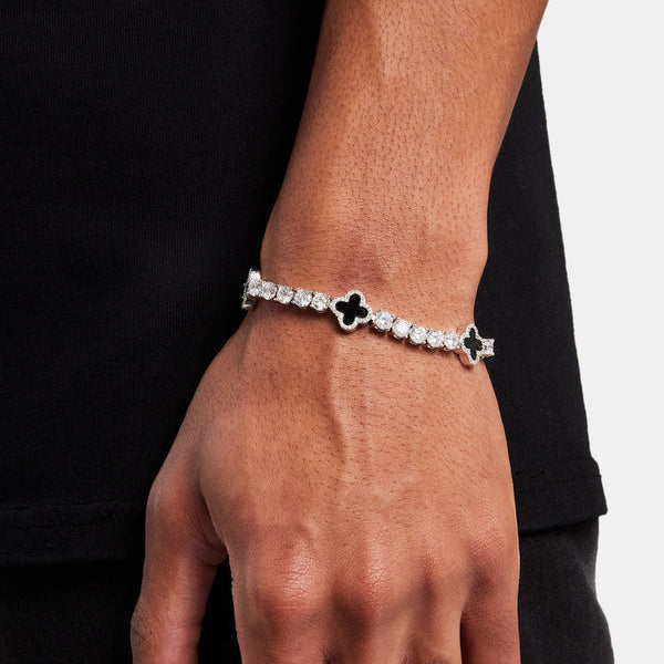 Tennisarmband mit schwarzem Edelsteinmotiv