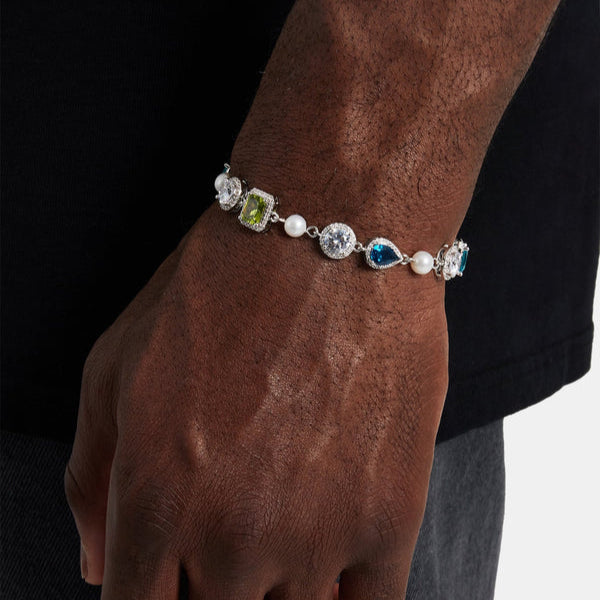 Armband mit gemischten Edelsteinen in Blau und Grün