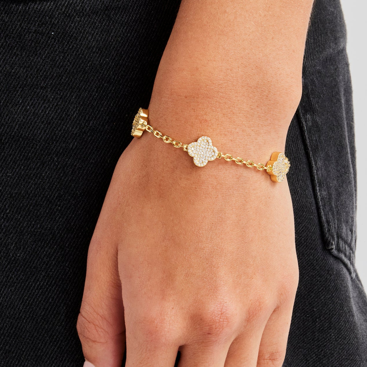 Armband mit Edelsteinen und Iced Motif Role Link