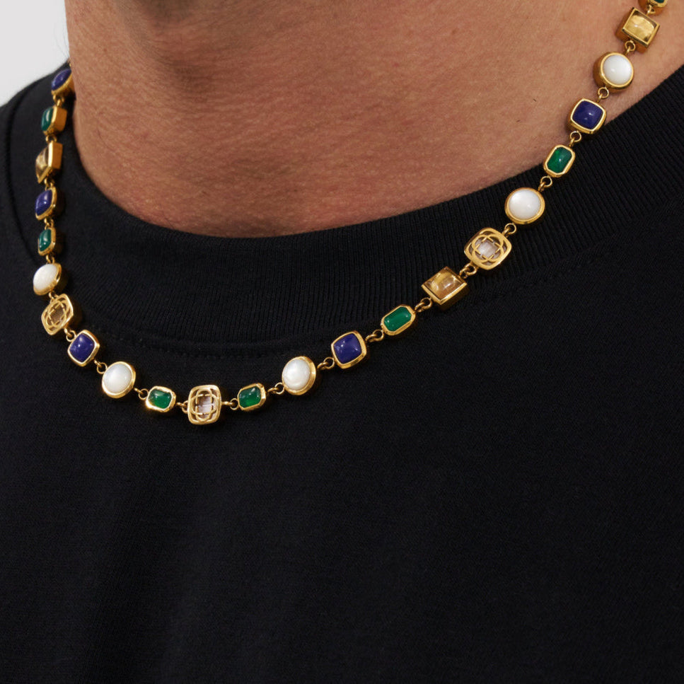 Halskette mit blauem Kristall-Edelstein