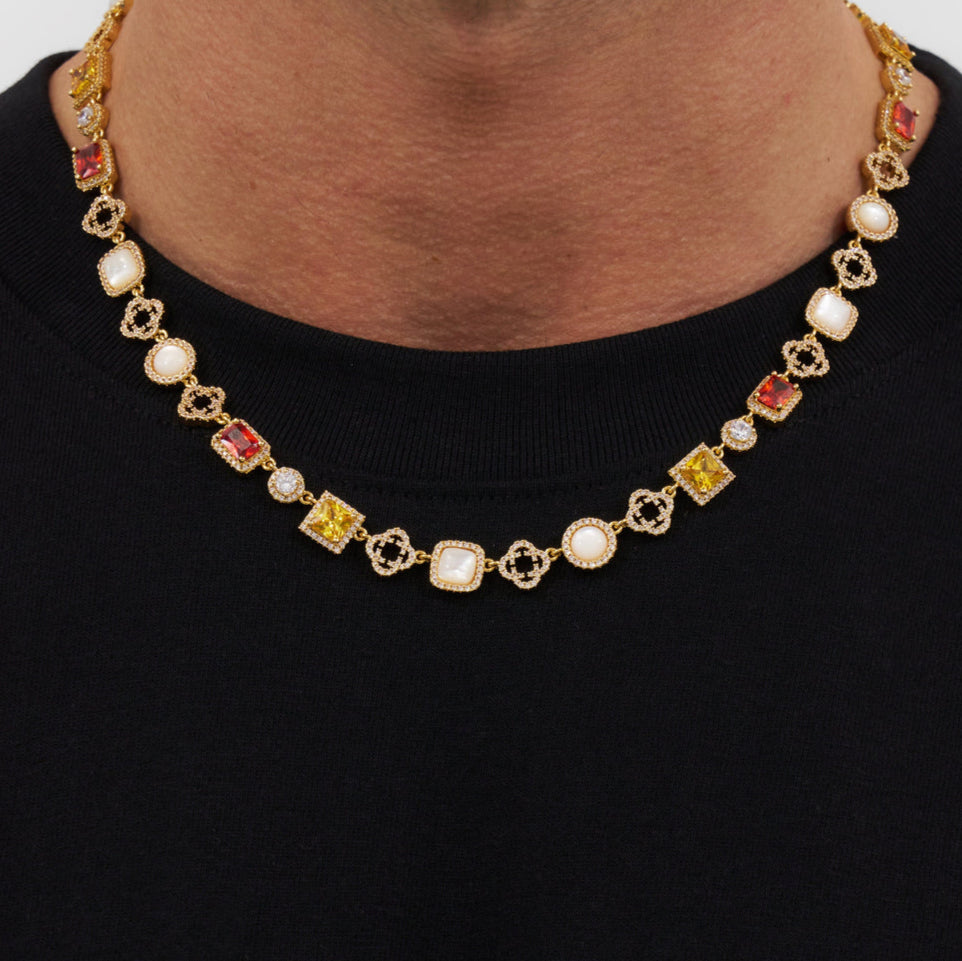 Eisedelstein-Set (Edelsteinkette und Armband)