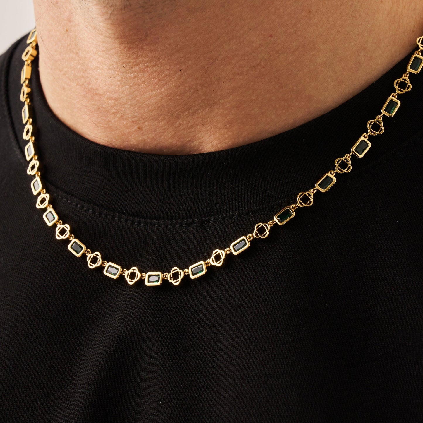 Grüne Edelstein-Klee-Halskette