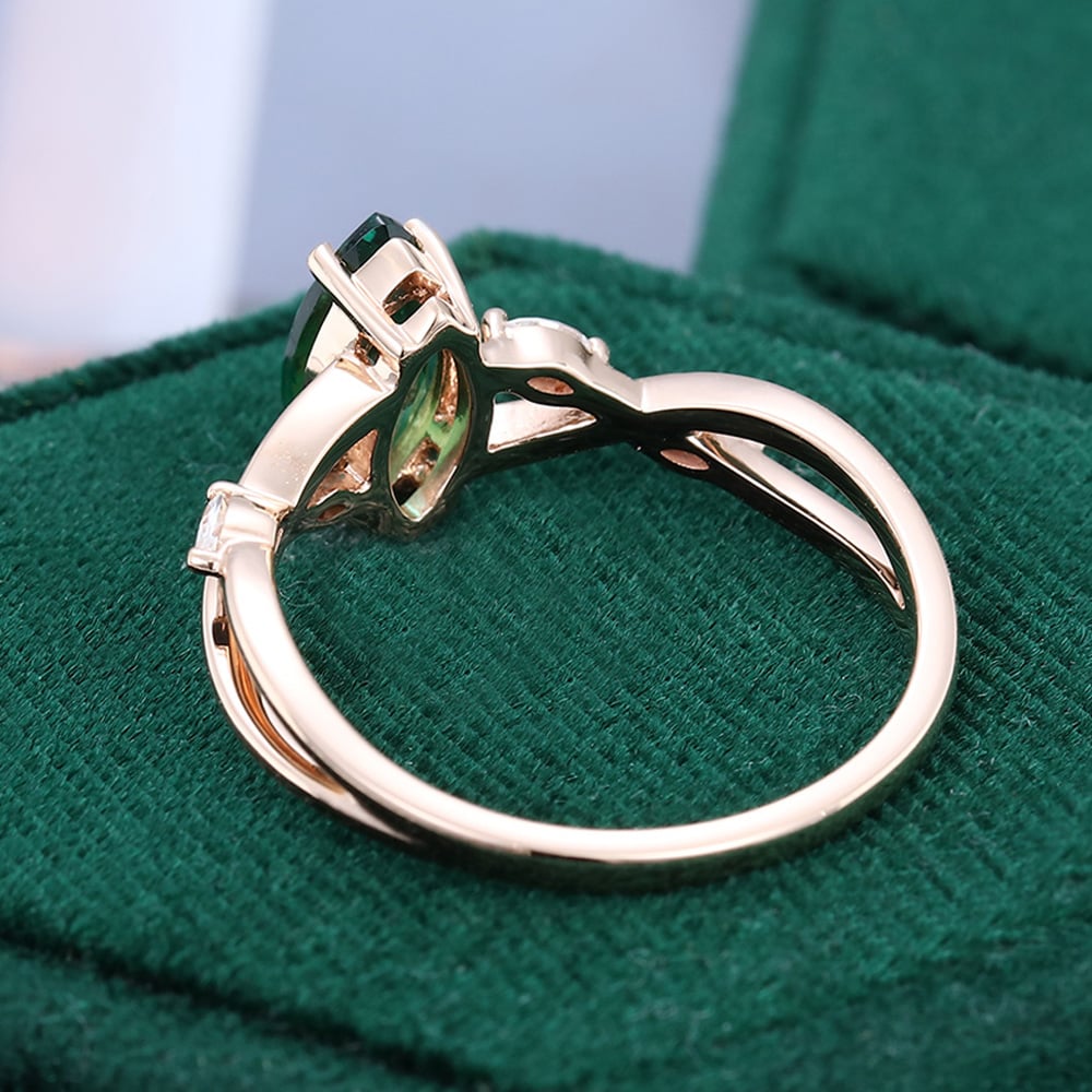 Marquise-Schliff Smaragd Vintage Verlobungsring Split Shank