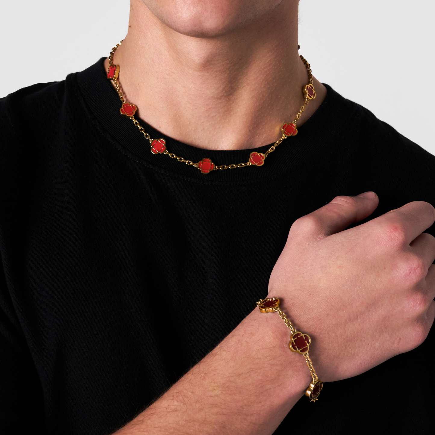 Rote Klee Edelstein Halskette