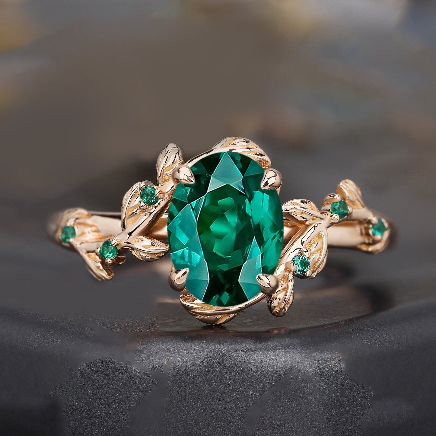 Art Deco Natur inspirierter Blatt Ehering