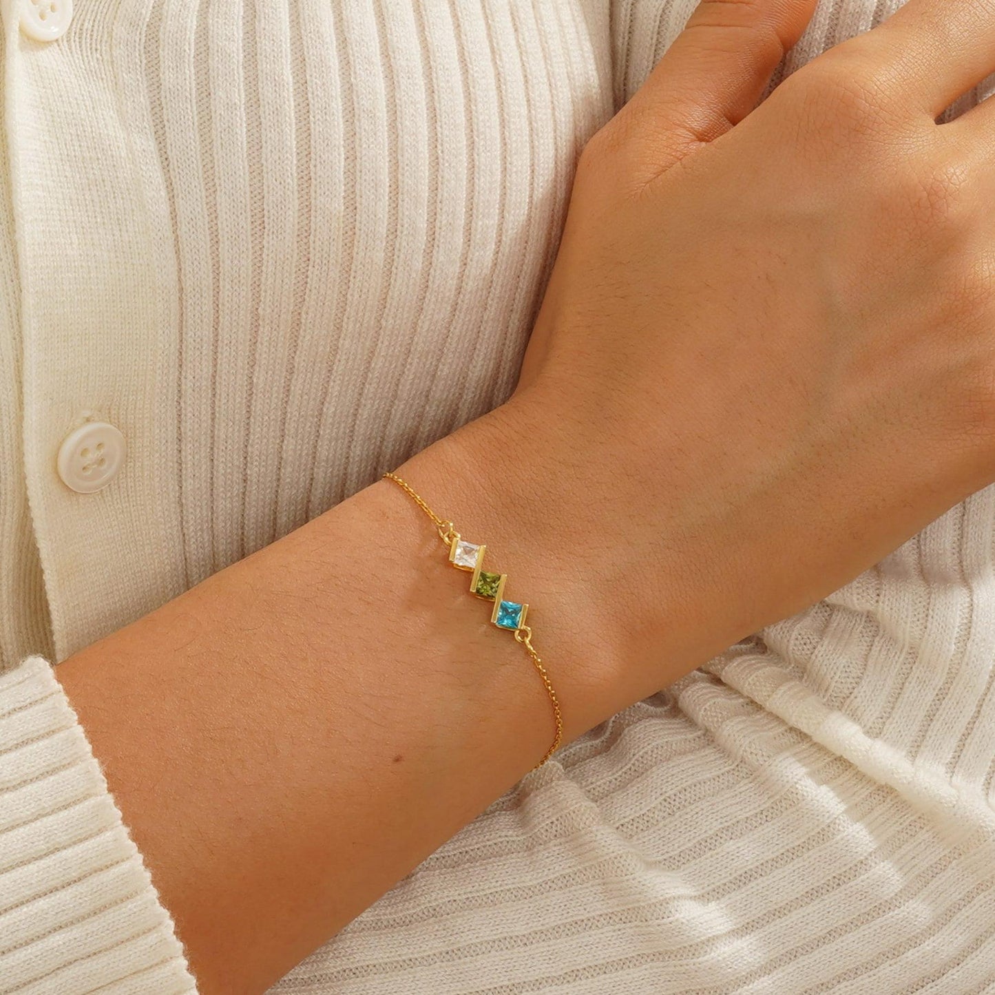 Personalisiertes Familien-Geburtssteinarmband