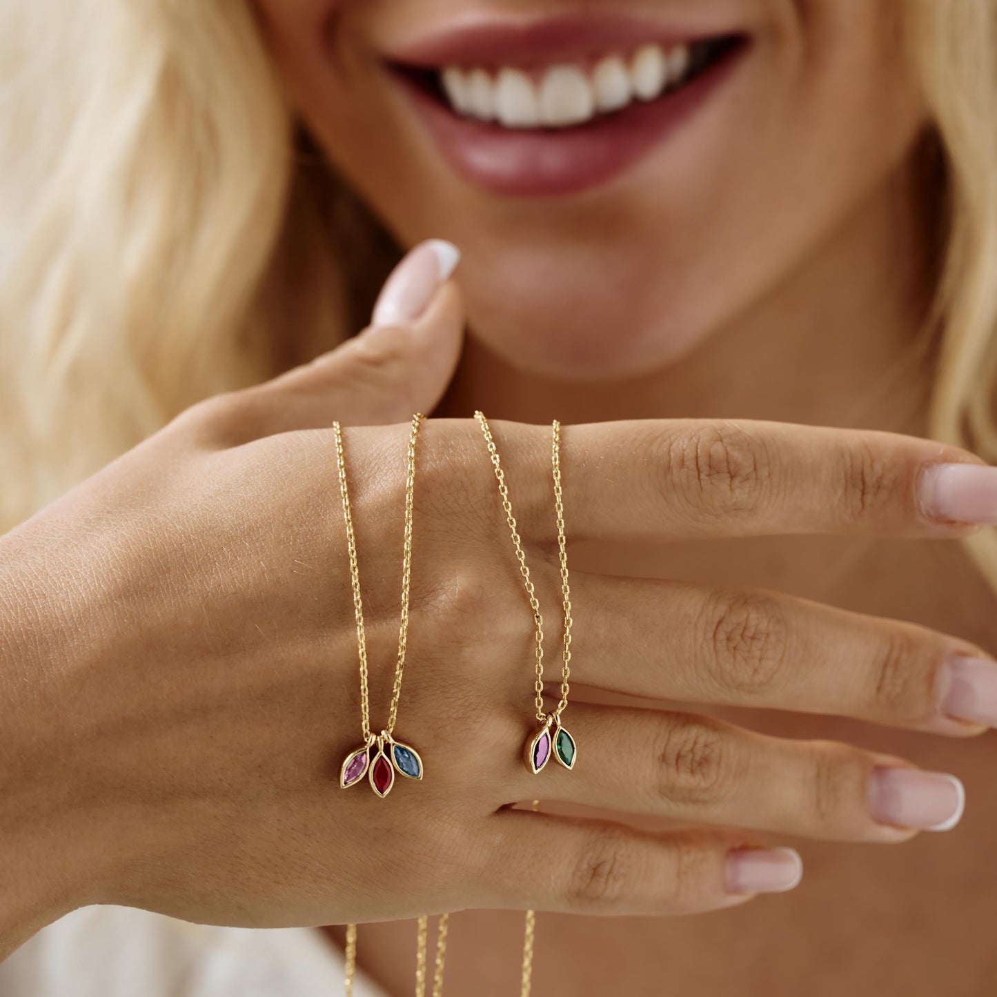 Personalisierte Blatt-Geburtsstein-Halskette-Geschenk für Sie