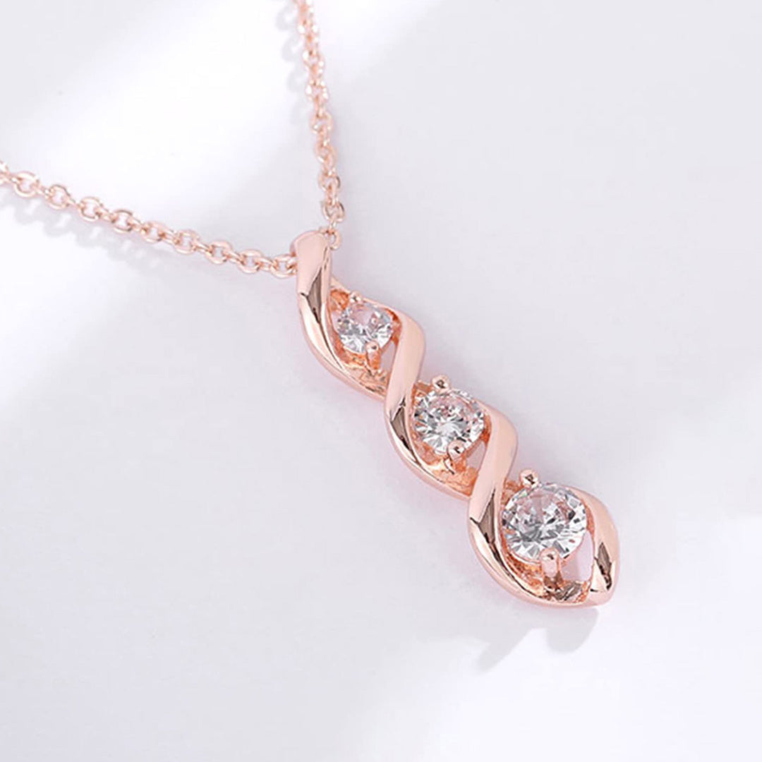Spiralhalskette mit drei Diamanten