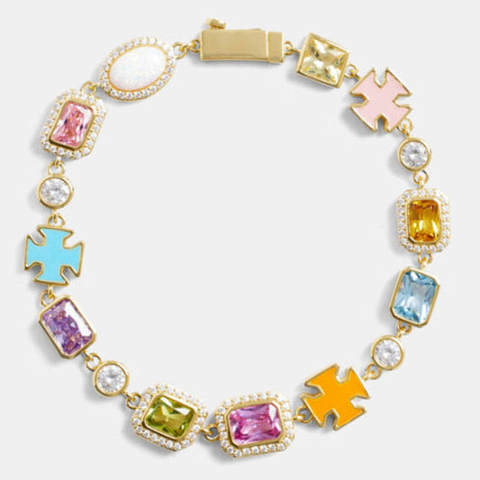 Rosa Armband mit mehreren Edelsteinmotiven