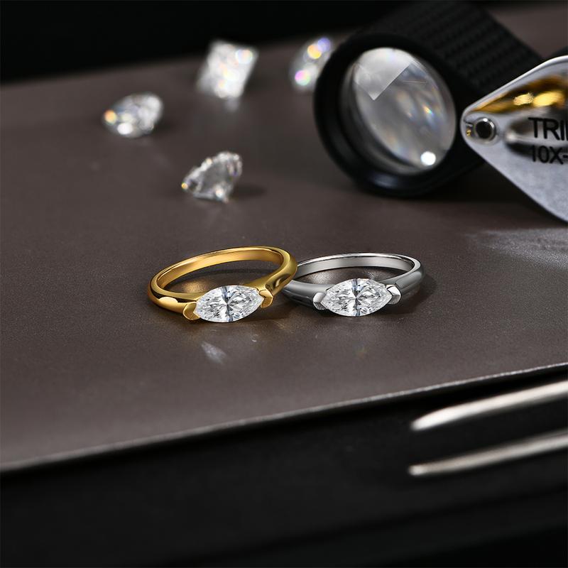 1 Karat Marquise-förmiger synthetischer Moissanitring
