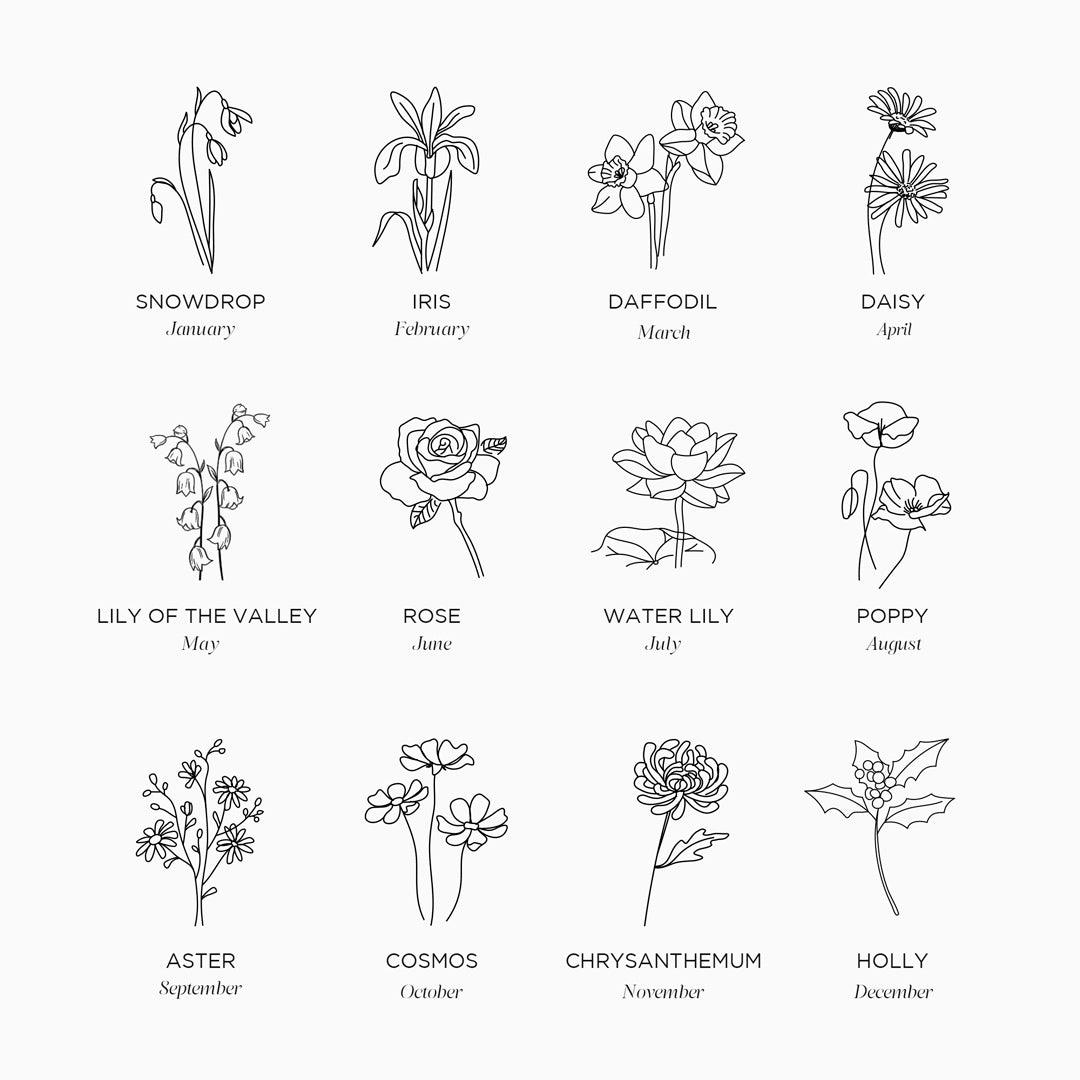 Signetring mit Geburtsmonatsblumen