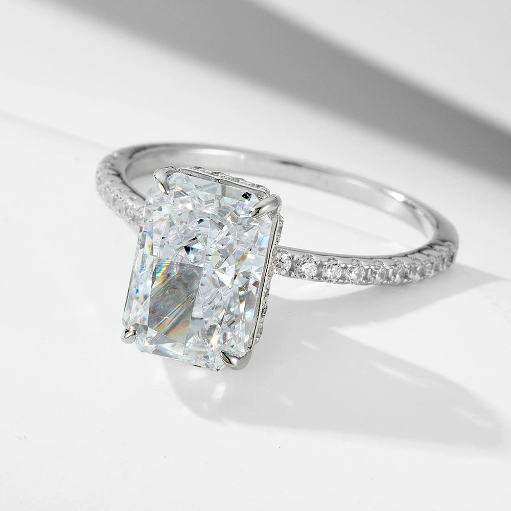 S925 Sterling Silber super funkelndes Eisblumen-Ringset