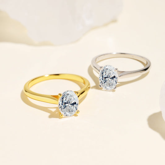 Oval Cut 2.0ct VVS1 Color Synthetic Moissanite Ring