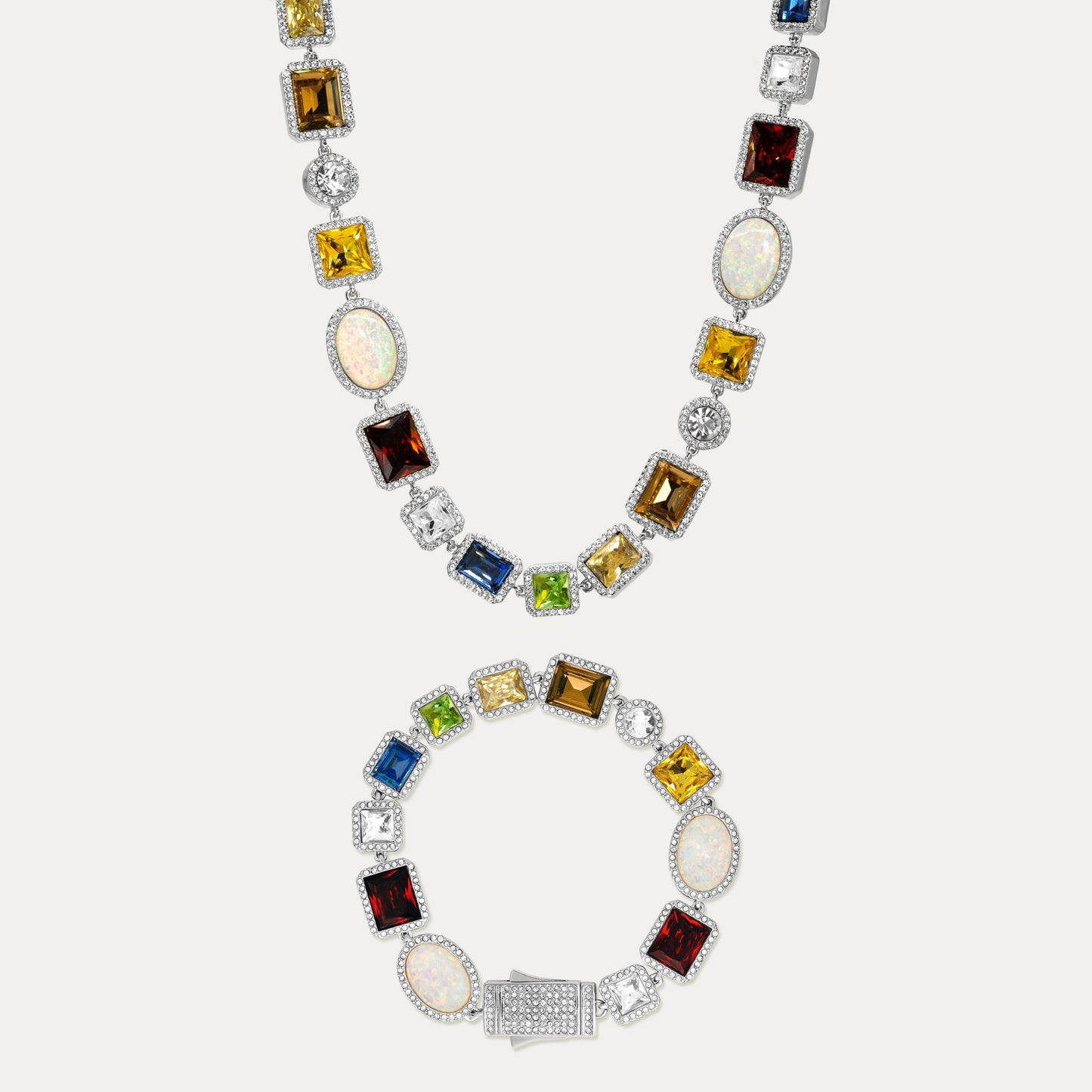 Buntes Edelsteinset (Unisex-Edelsteinkette und -Armband)