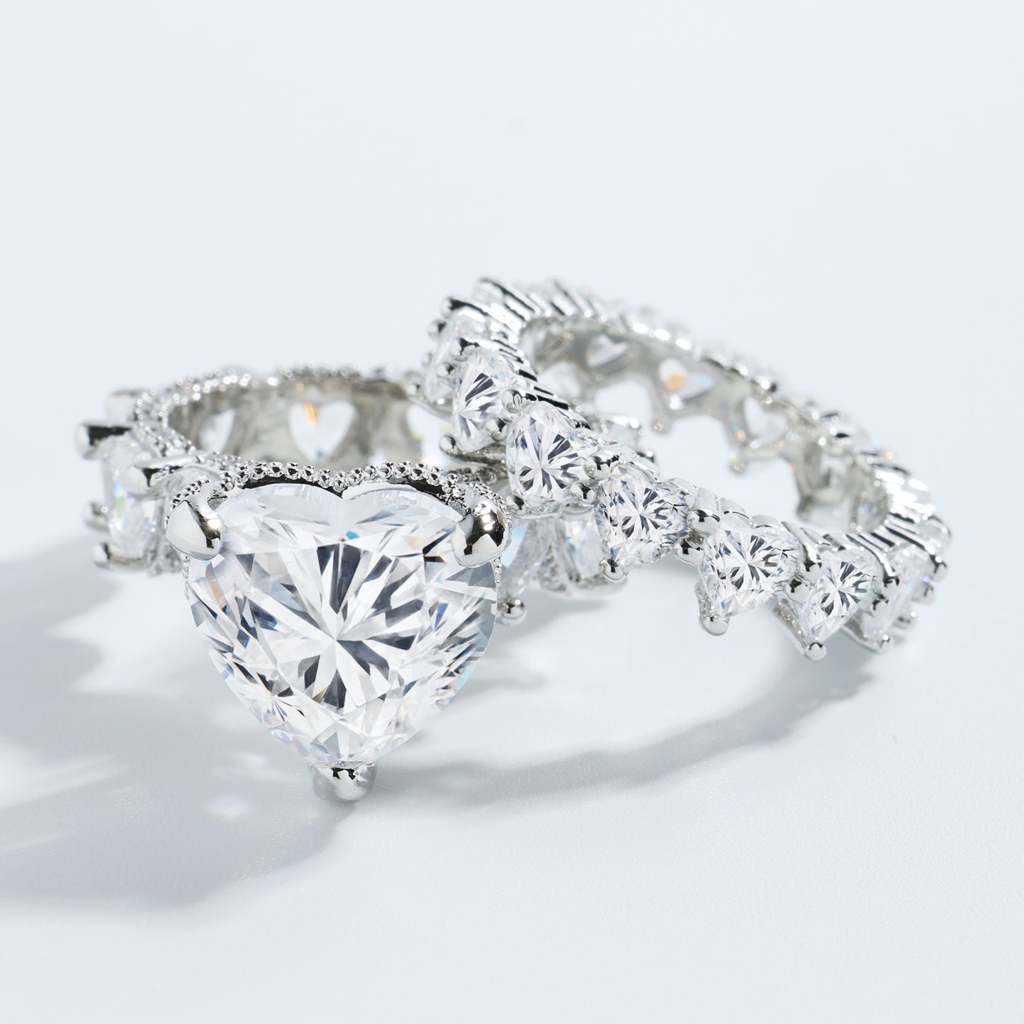 zweiteiliges neues Herz-Ring-Set