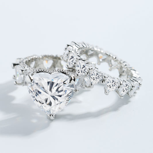 zweiteiliges neues Herz-Ring-Set