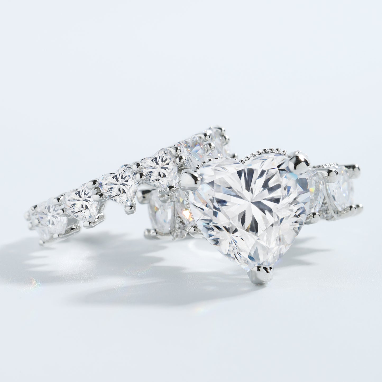 zweiteiliges neues Herz-Ring-Set