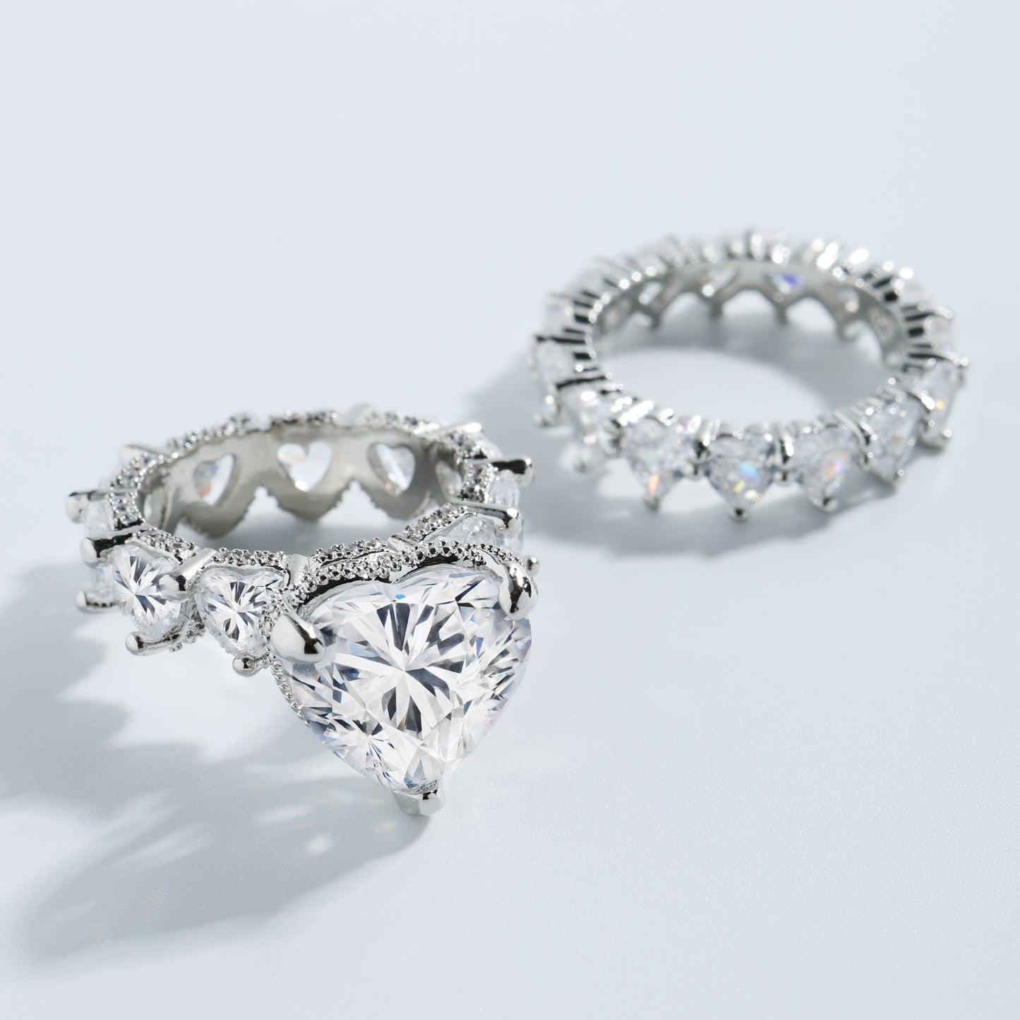 zweiteiliges neues Herz-Ring-Set