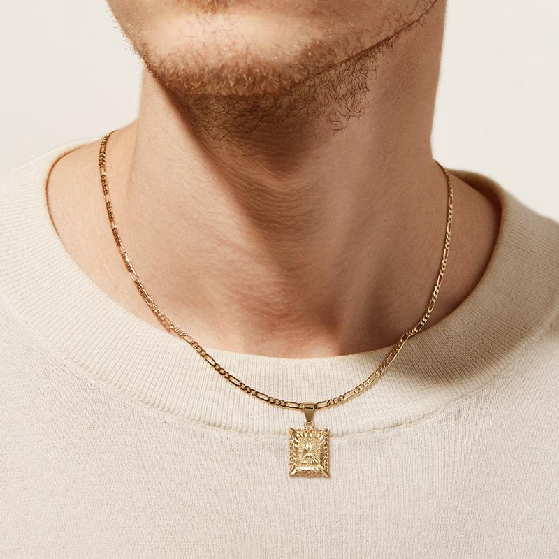 14 Karat vergoldete quadratische Halskette mit Großbuchstaben-Monogramm-Anfangsbuchstaben-Anhänger für Männer und Frauen