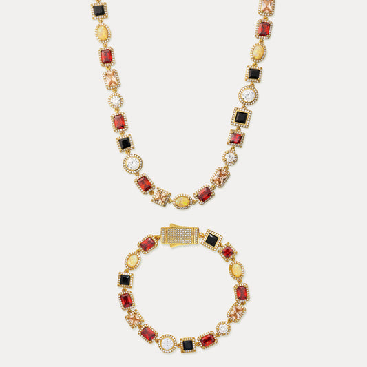 Königliches Edelsteinset (Unisex-Edelsteinkette und -Armband)
