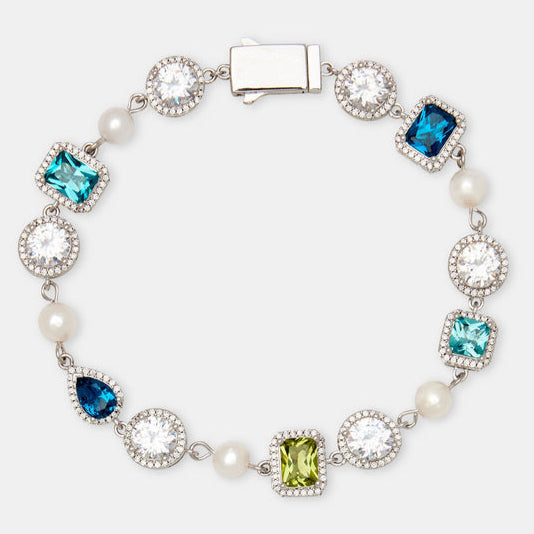 Armband mit gemischten Edelsteinen in Blau und Grün