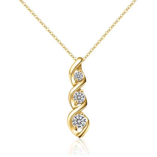 Spiralhalskette mit drei Diamanten