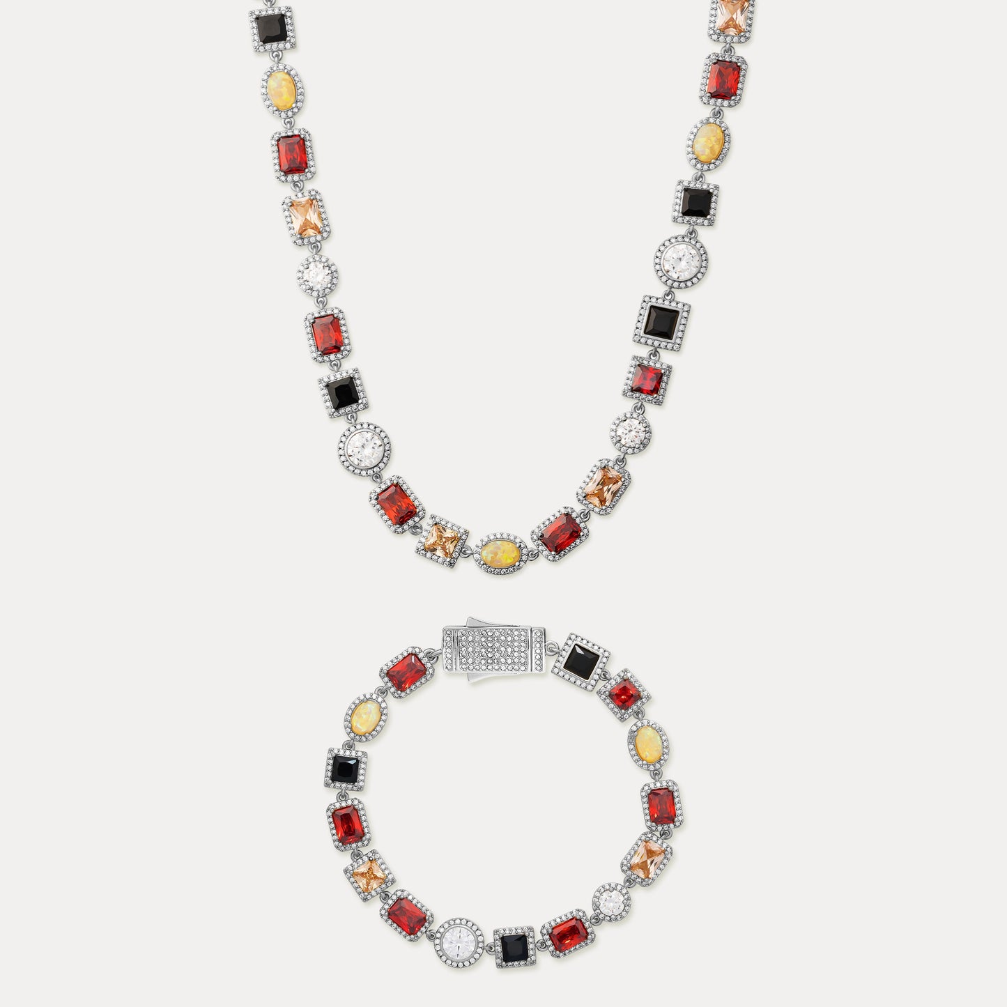 Königliches Edelsteinset (Unisex-Edelsteinkette und -Armband)