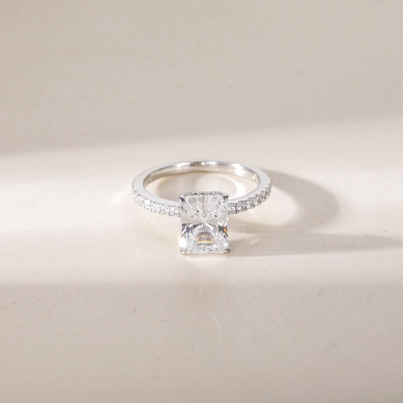 3 Karat Radiantschliff-Trauringe für Frauen