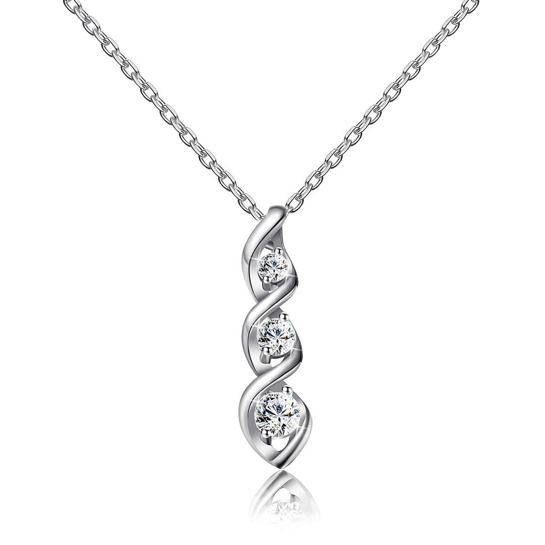 Spiralhalskette mit drei Diamanten