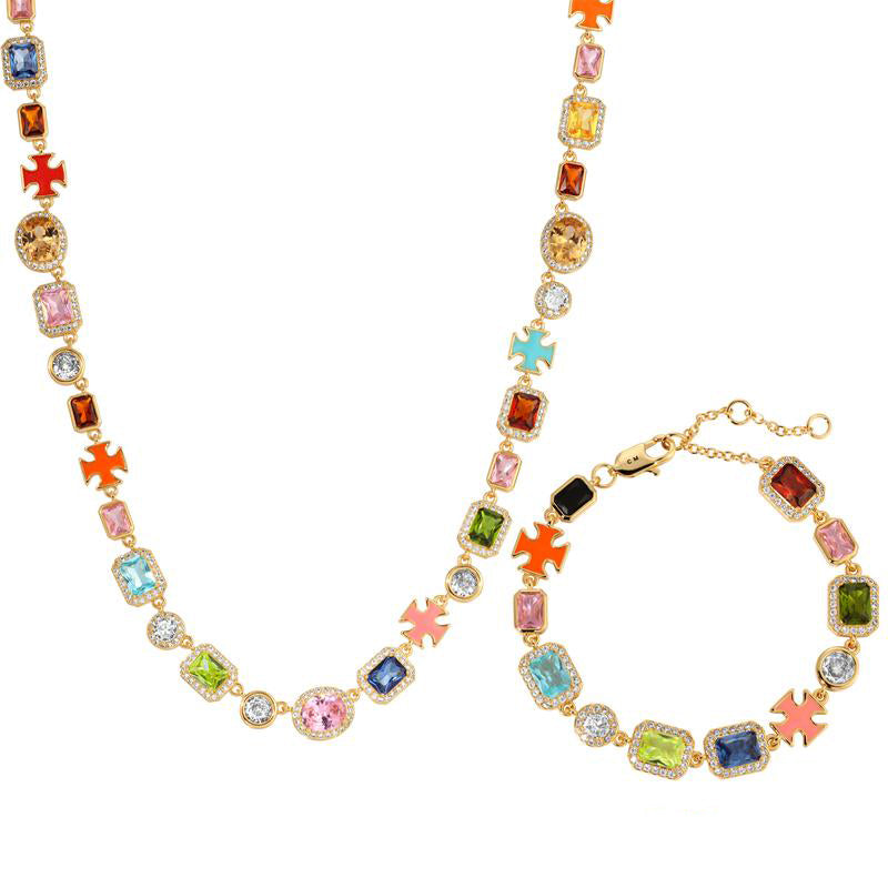 Gold-Sonnenwende-Paket (Edelstein-Halskette und Armband)