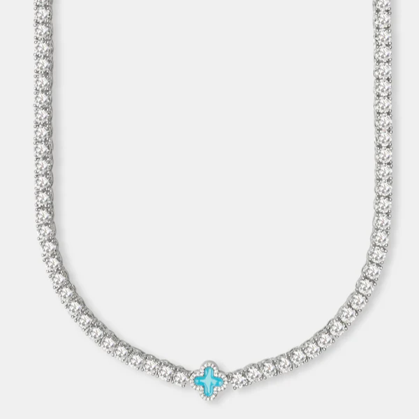 Babyblaue Tennis-Edelsteinkette