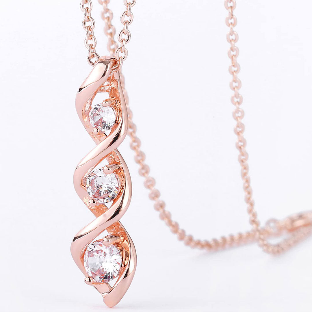 Spiralhalskette mit drei Diamanten