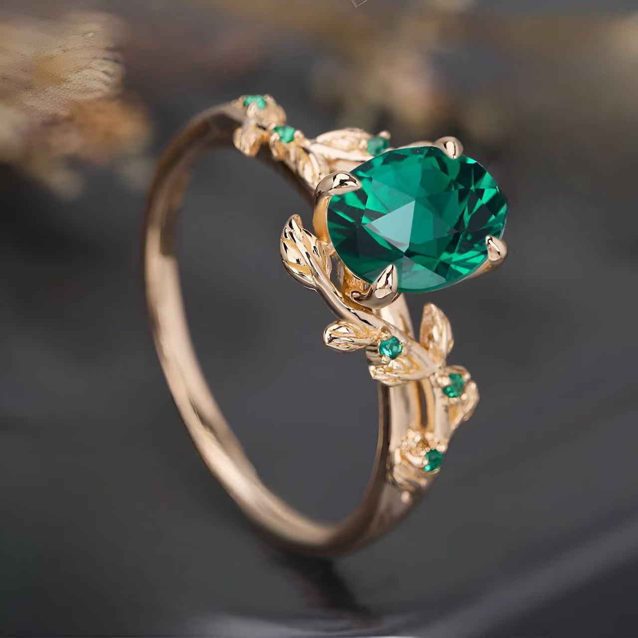 Art Deco Natur inspirierter Blatt Ehering