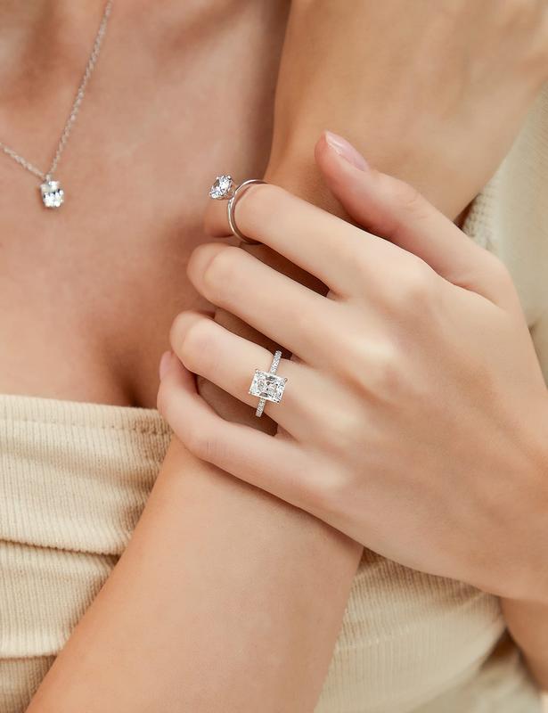 3 Karat Radiantschliff-Trauringe für Frauen