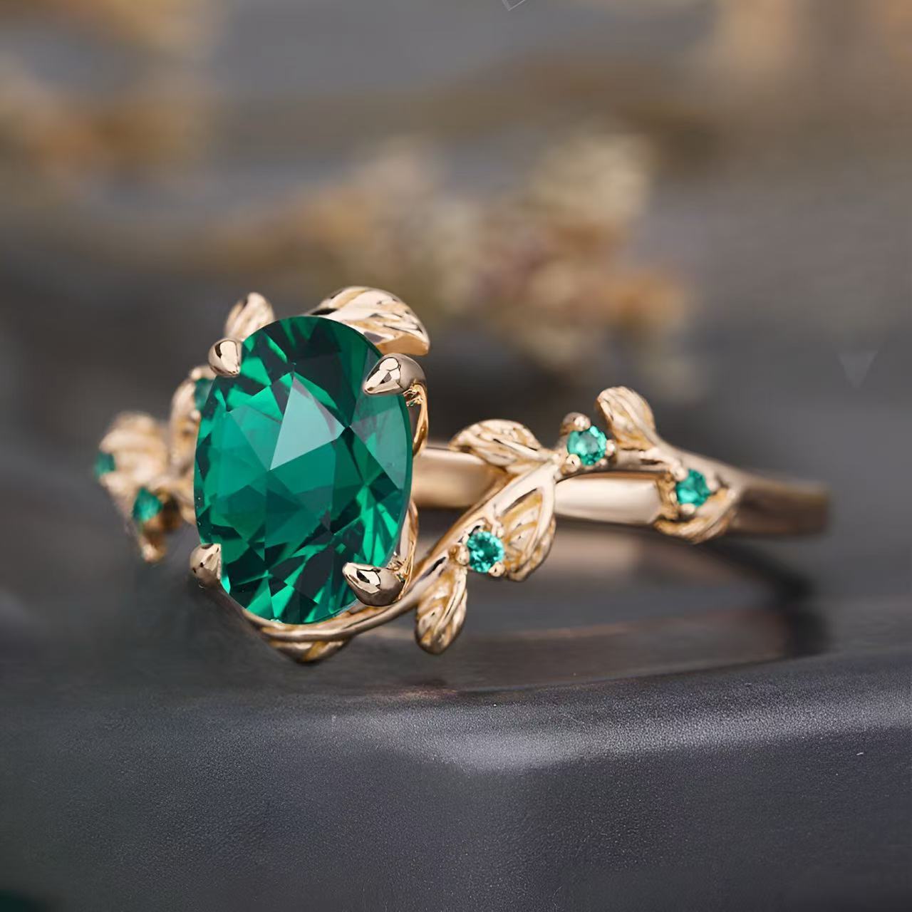 Art Deco Natur inspirierter Blatt Ehering
