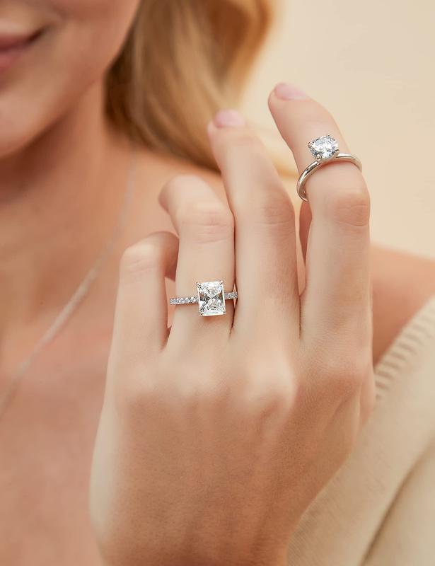 3 Karat Radiantschliff-Trauringe für Frauen