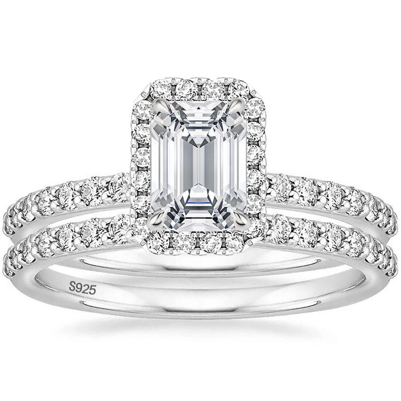 2CT Brautring-Set Verlobungsringe