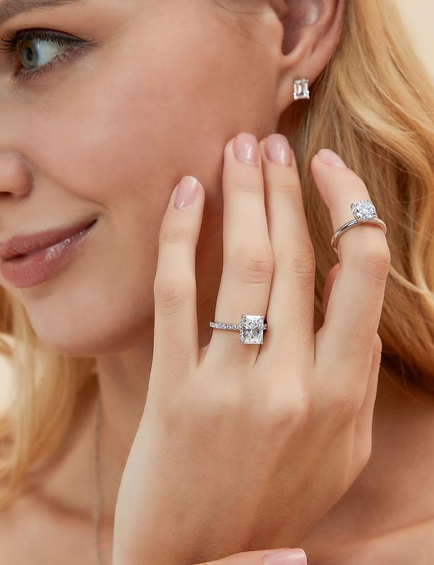 3 Karat Radiantschliff-Trauringe für Frauen