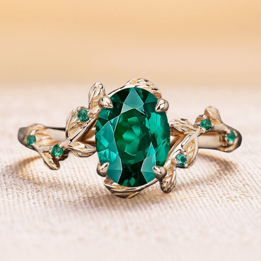 Art Deco Natur inspirierter Blatt Ehering