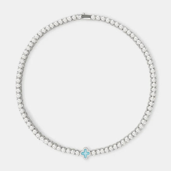 Babyblaue Tennis-Edelsteinkette