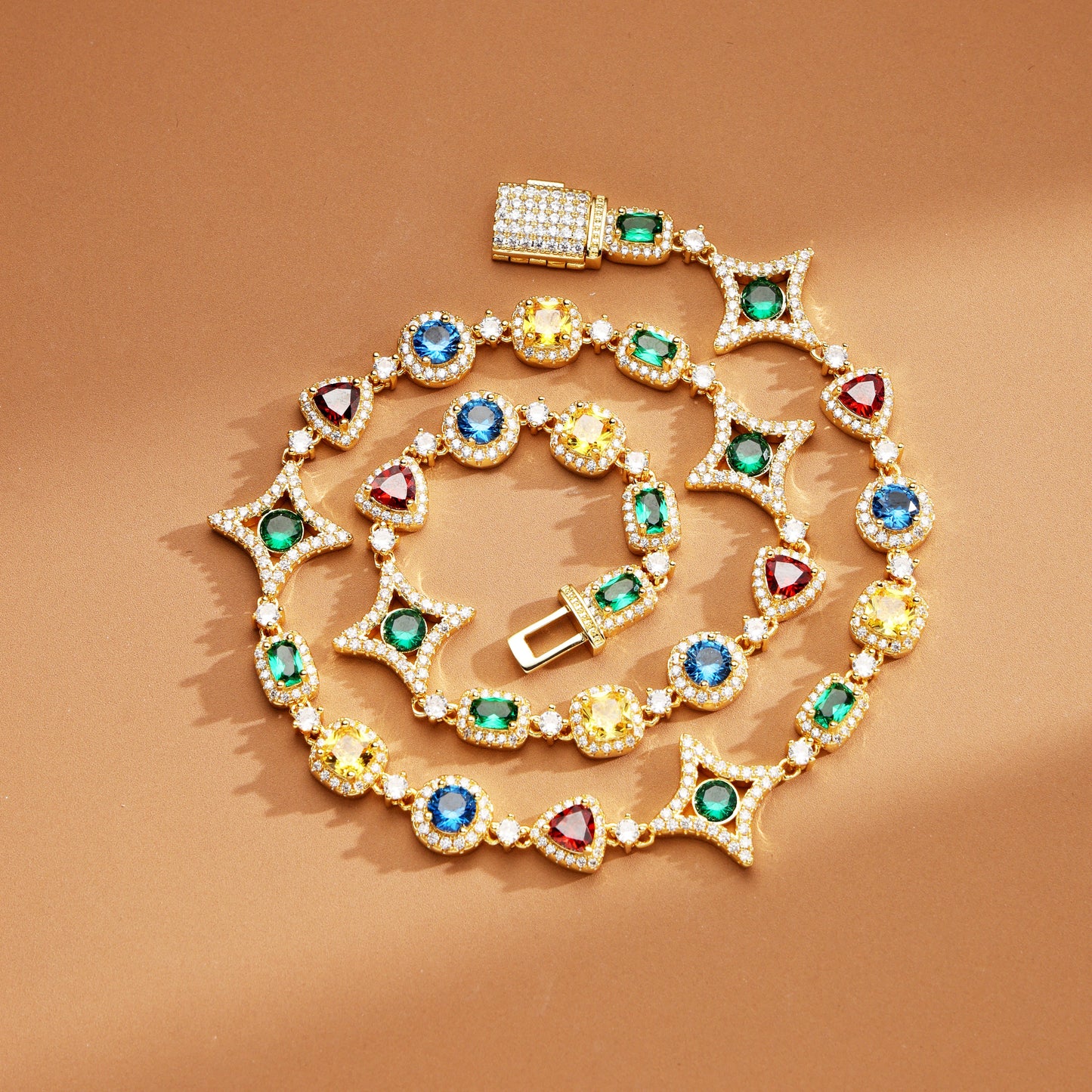 Ice-Out-Kette mit mehrfarbigen Diamanten