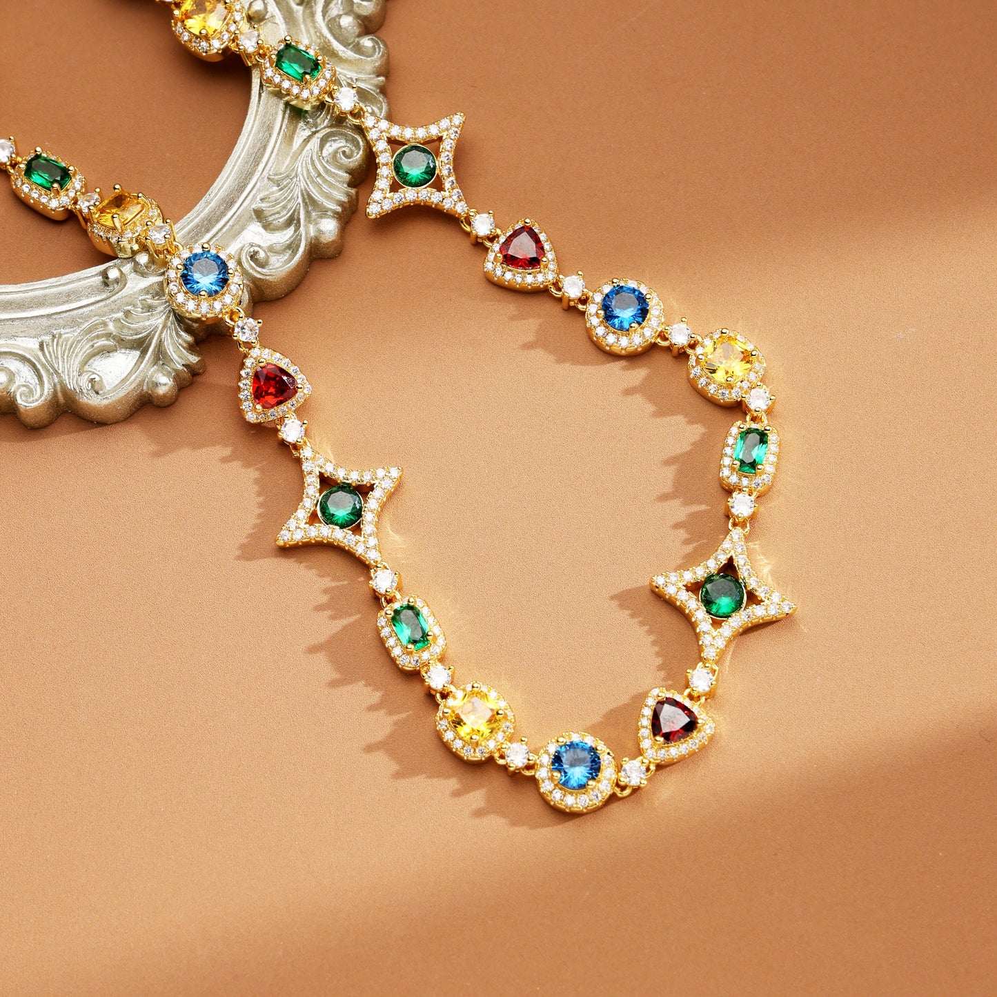Ice-Out-Kette mit mehrfarbigen Diamanten