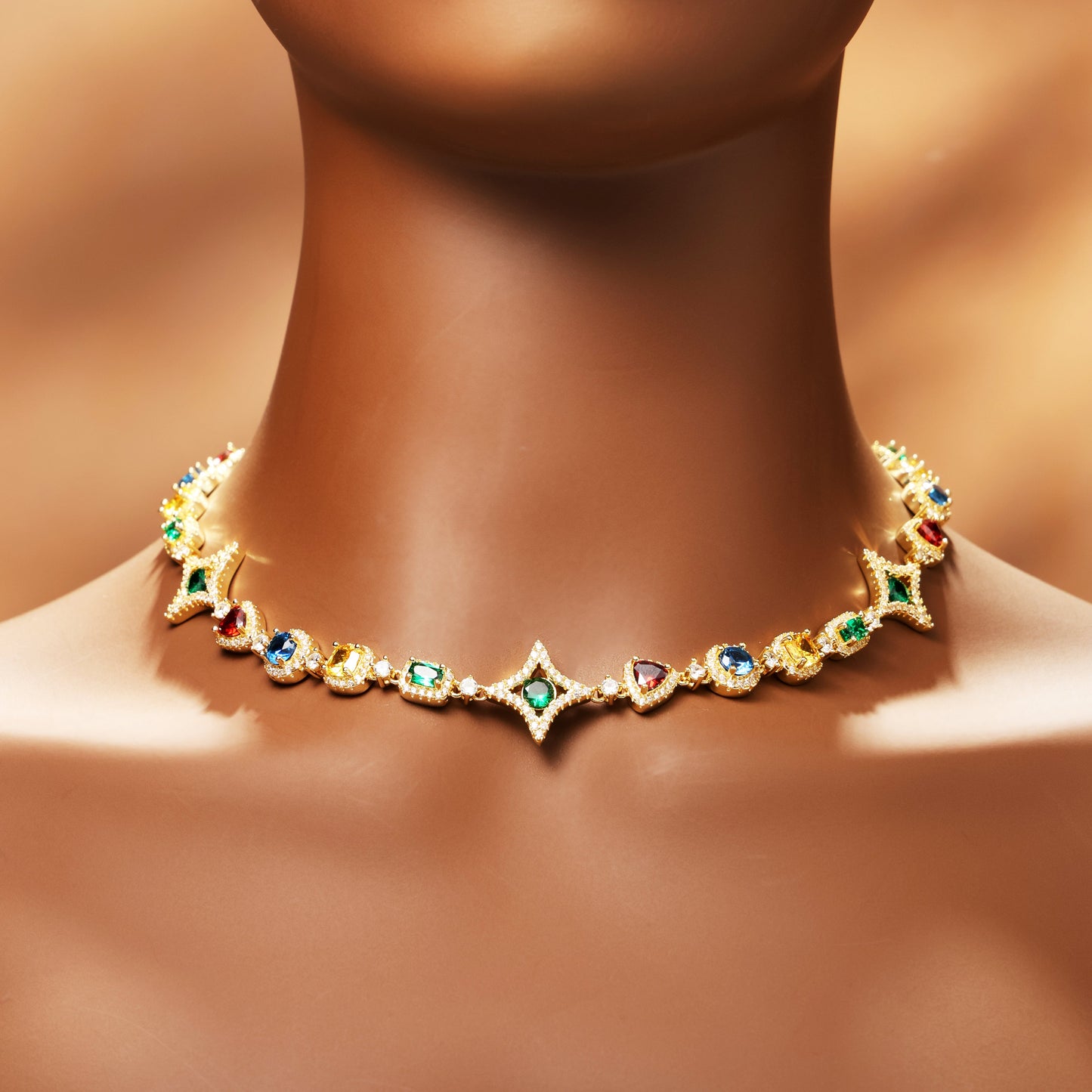Ice-Out-Kette mit mehrfarbigen Diamanten
