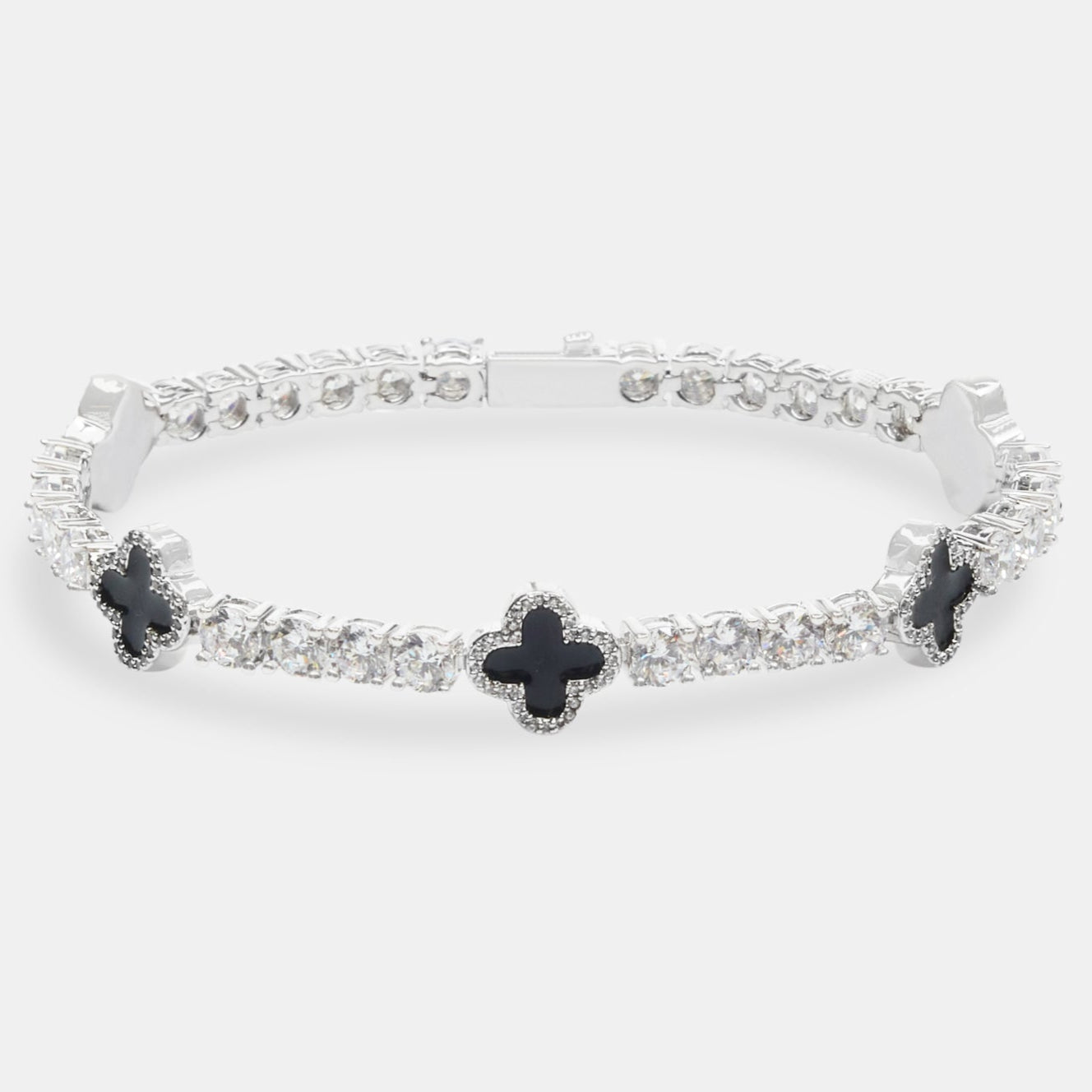 Tennisarmband mit schwarzem Edelsteinmotiv