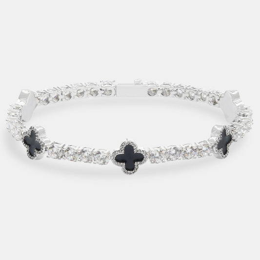 Tennisarmband mit schwarzem Edelsteinmotiv