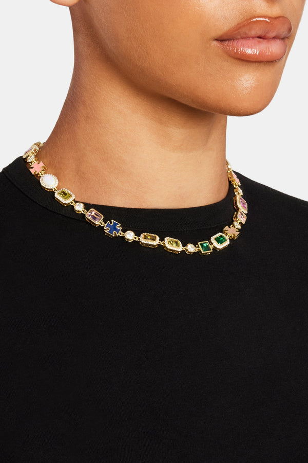 Halskette mit mehreren Edelsteinmotiven (Unisex)