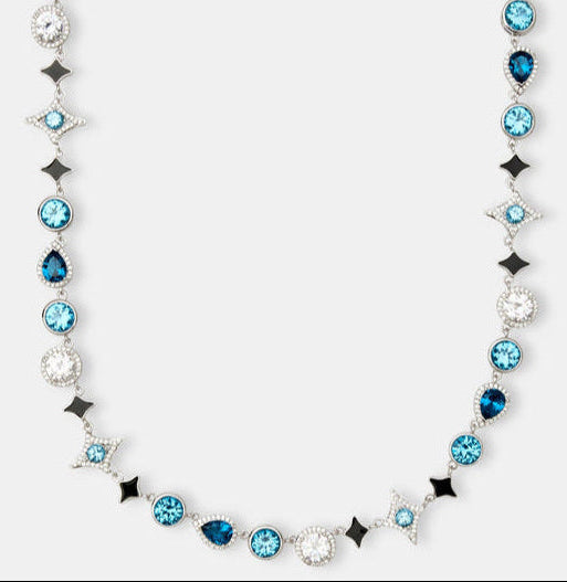 Halskette mit blauen und mehreren Edelsteinen und Sternmotiv